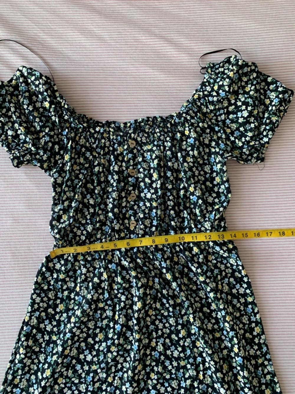 Smocked summer floral Midi Dress size M - Picture 5 of 6
